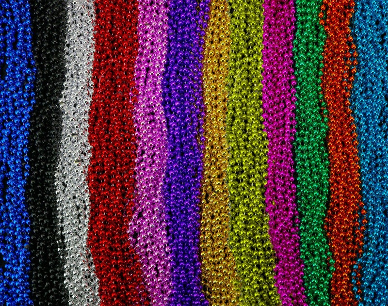 Skeleteen Mardi Gras Beads Necklaces - Assorted Colors Gasparilla Beaded Bulk Costume Necklace For Party - 144 Necklaces - Image 1